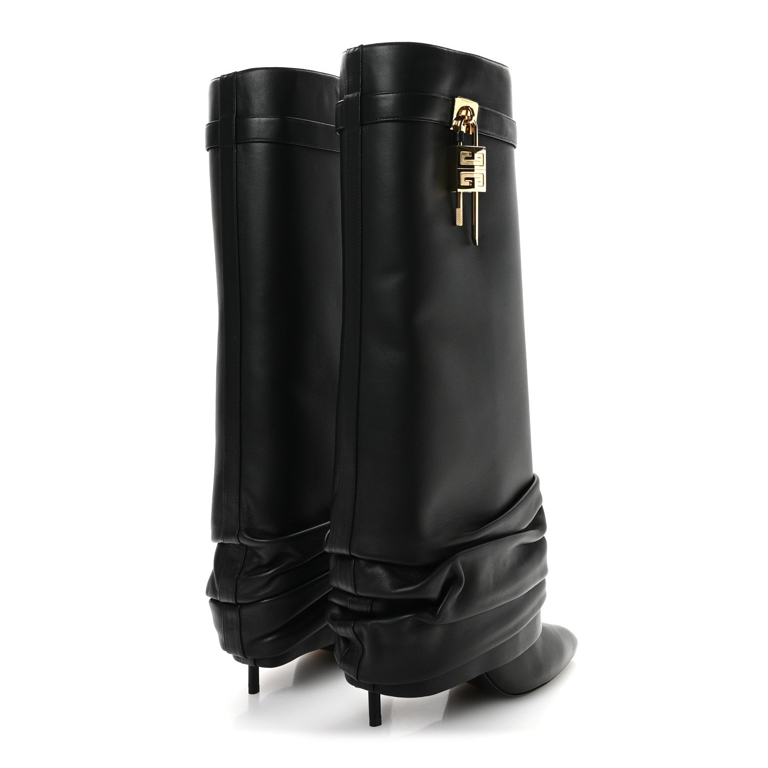 Givenchy Lambskin Shark Lock Stiletto High Boots 41 Black 5 of 8