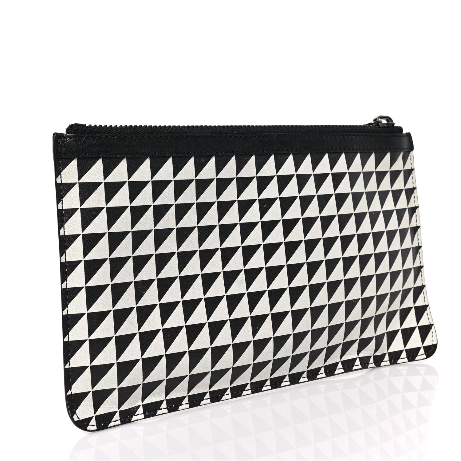 Proenza Schouler Calfskin Triangle Print Zip Pouch Black White 3 of 7