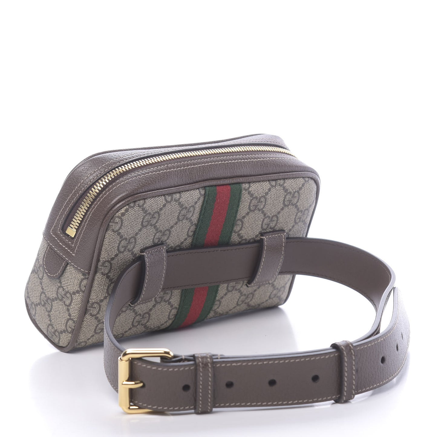 GG Supreme Monogram Web Small Ophidia Belt Bag 75 30 Dark Brown