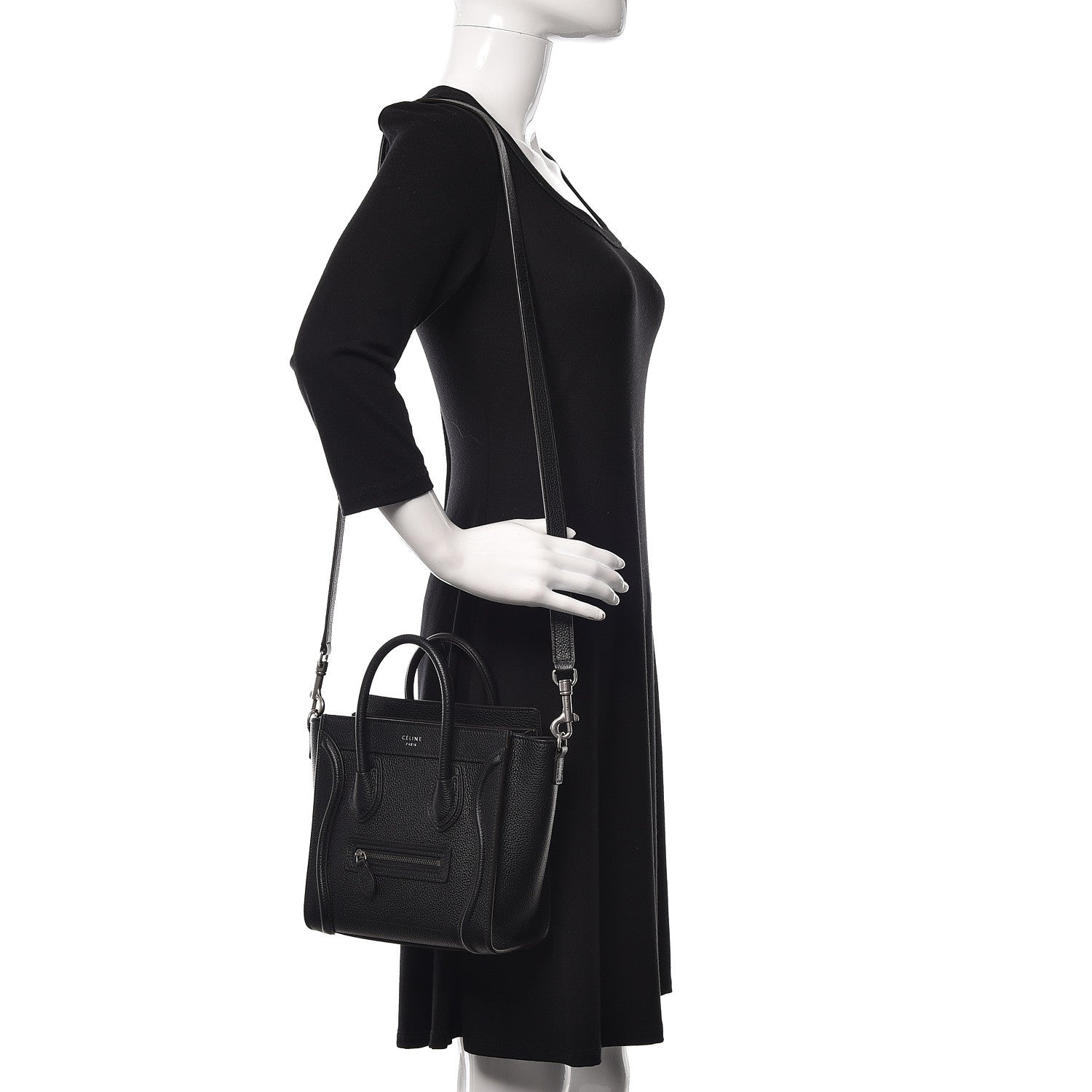 Celine Drummed Calfskin Nano Luggage Black 2 of 11