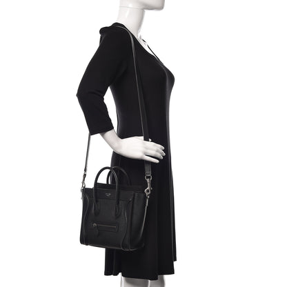 Celine Drummed Calfskin Nano Luggage Black 2 of 11