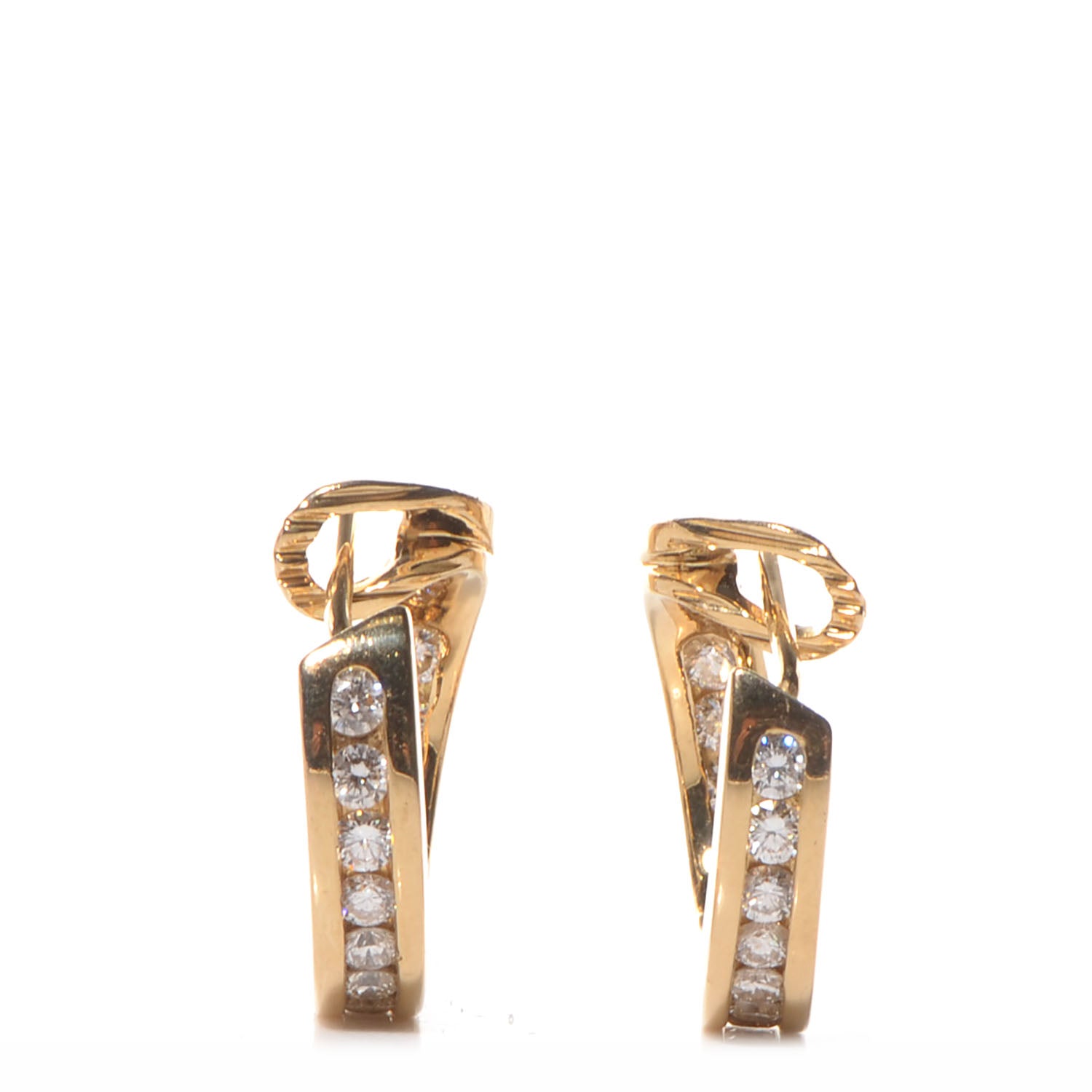 Tiffany 18k Yellow Gold Diamond Small Hoop Earrings 3 of 8