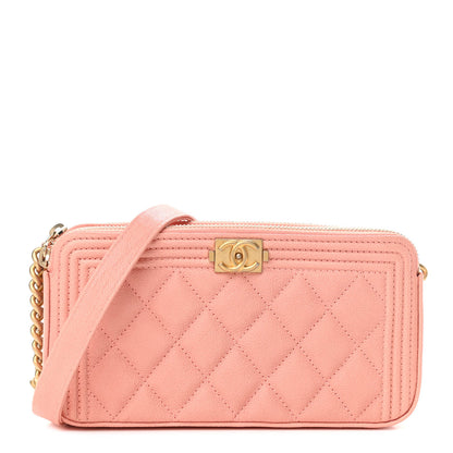 Chanel Caviar Quilted Small Boy Clutch With Chain Light Pink 1 of 13