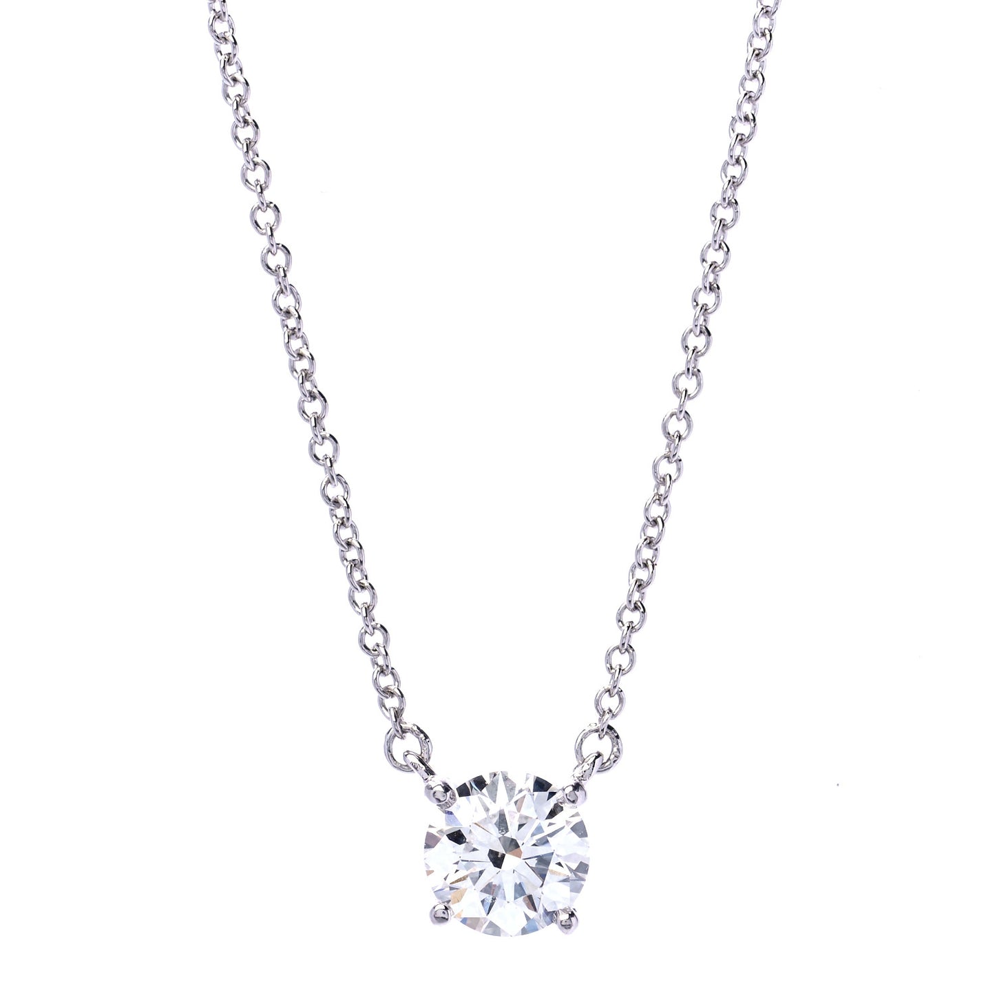 Platinum Diamond .74ct Solitaire Pendant Necklace