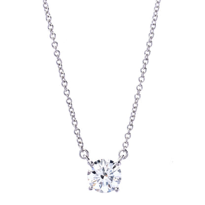 Tiffany Platinum Diamond .74ct Solitaire Pendant Necklace 1 of 8
