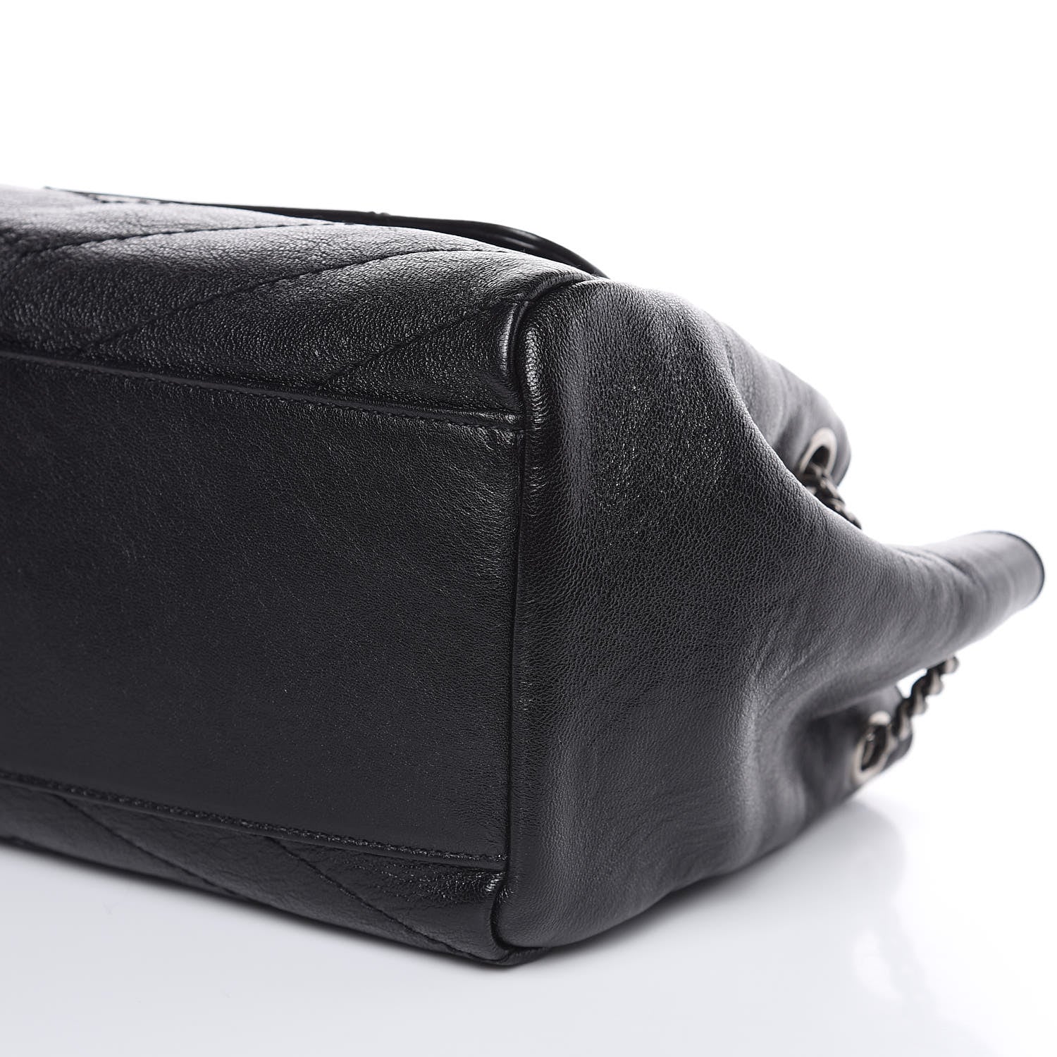 Saint Laurent Pebbled Lambskin Chevron Monogram Small Nolita Black 9 of 9