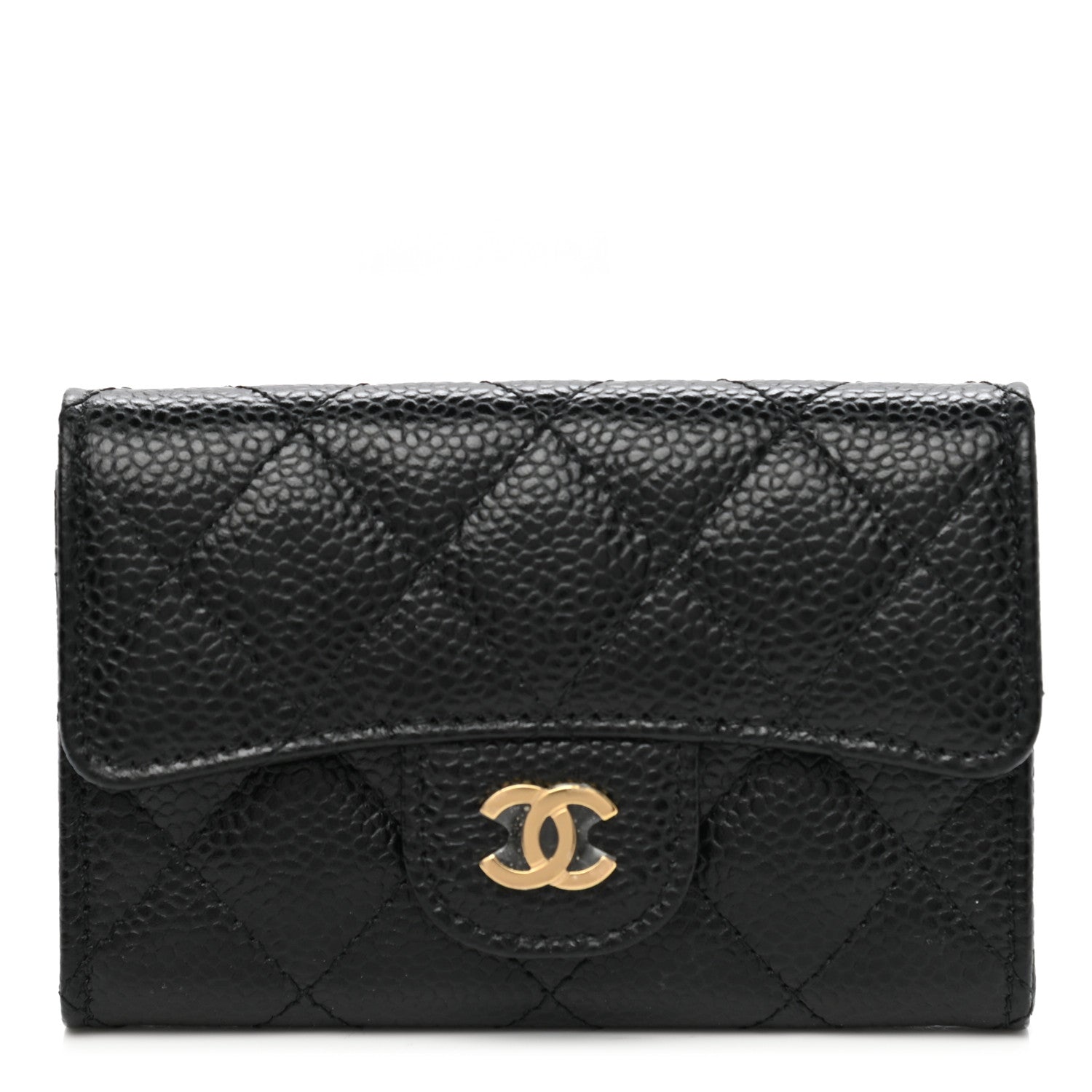 Chanel Caviar Quilted Flap Card Holder Wallet Black 1 of 9