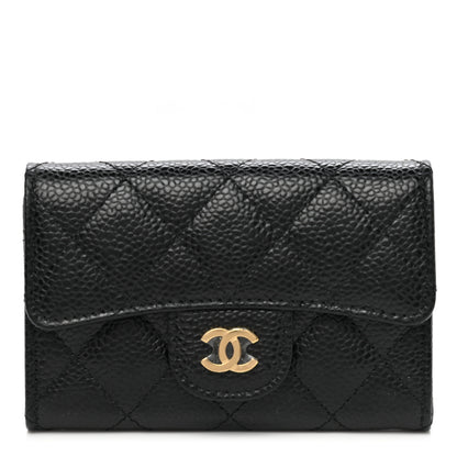 Chanel Caviar Quilted Flap Card Holder Wallet Black 1 of 9