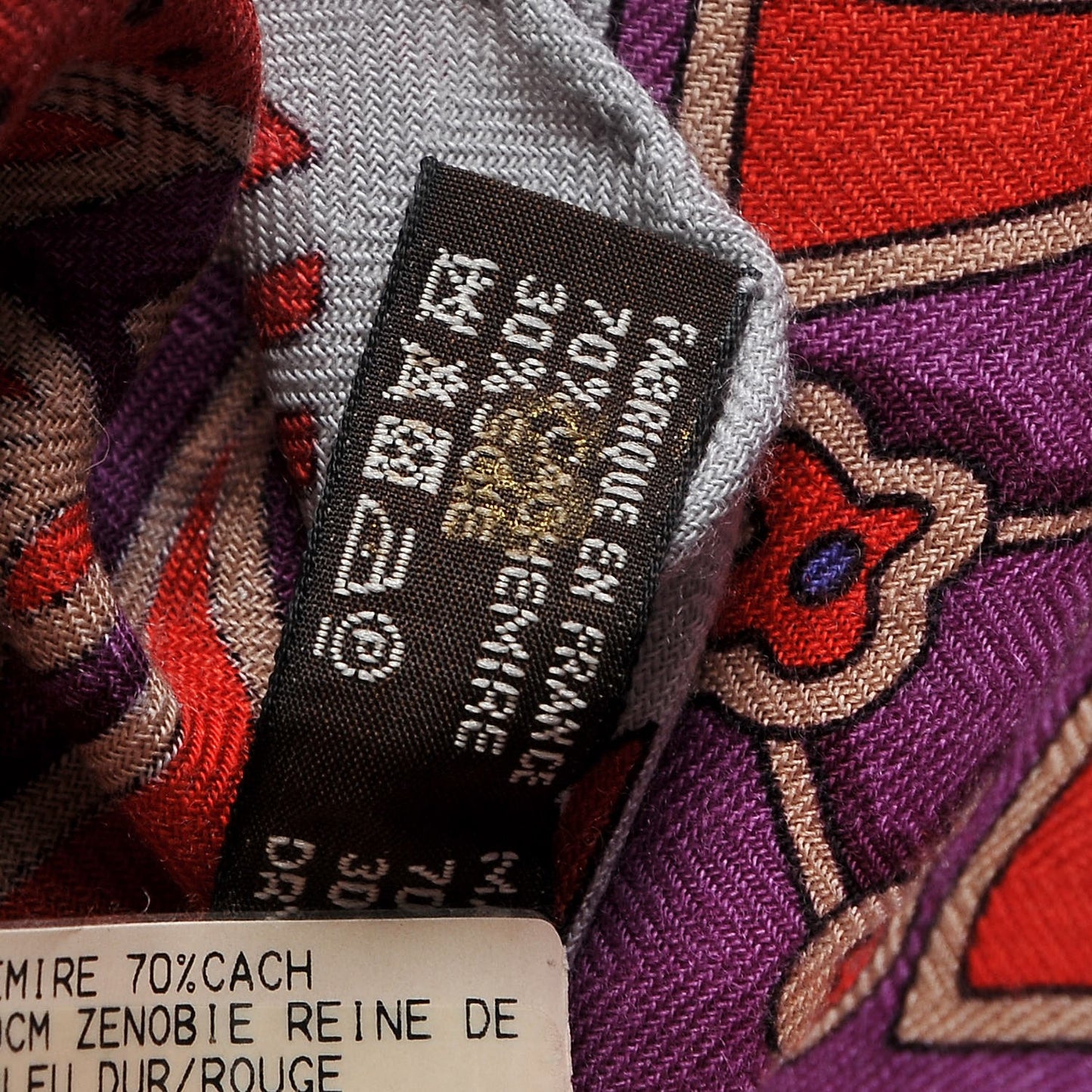 Cashmere Silk Zenobie Reine De Palmyre Shawl 140 Aubergine Bleu Dur Rouge