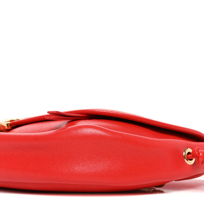 Celine Shiny Lambskin Soft Triomphe Little Half Moon Ultra Red 9 of 9