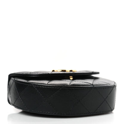 Chanel Shiny Aged Calfskin Quilted Mini Top Handle Clutch With Chain Black 4 of 9
