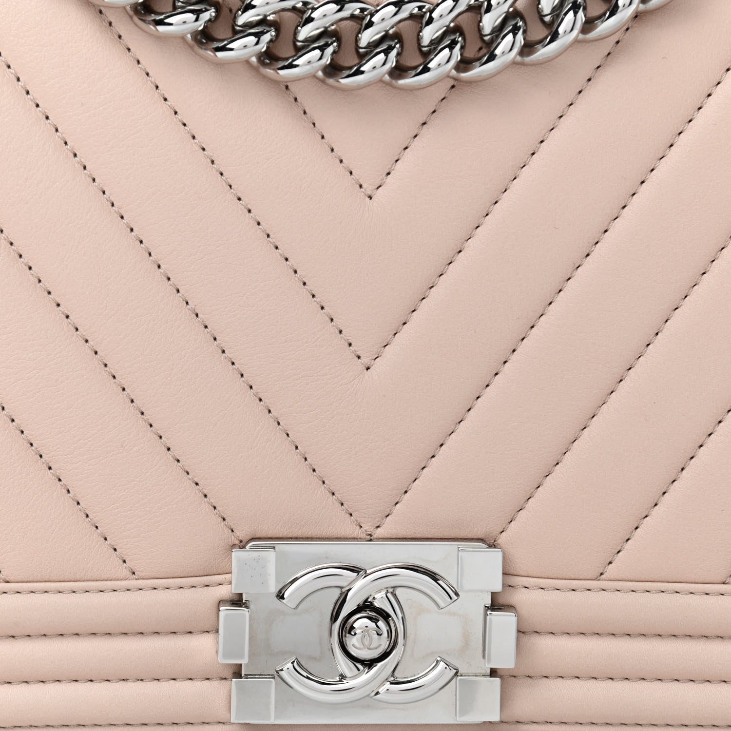 Chanel Calfskin Chevron Quilted New Medium Boy Flap Beige 8 of 13