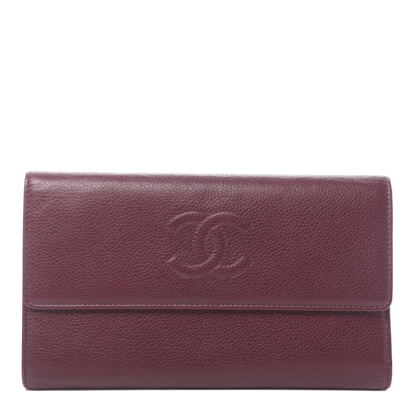 Caviar Timeless CC Large Flap Wallet Burgundy