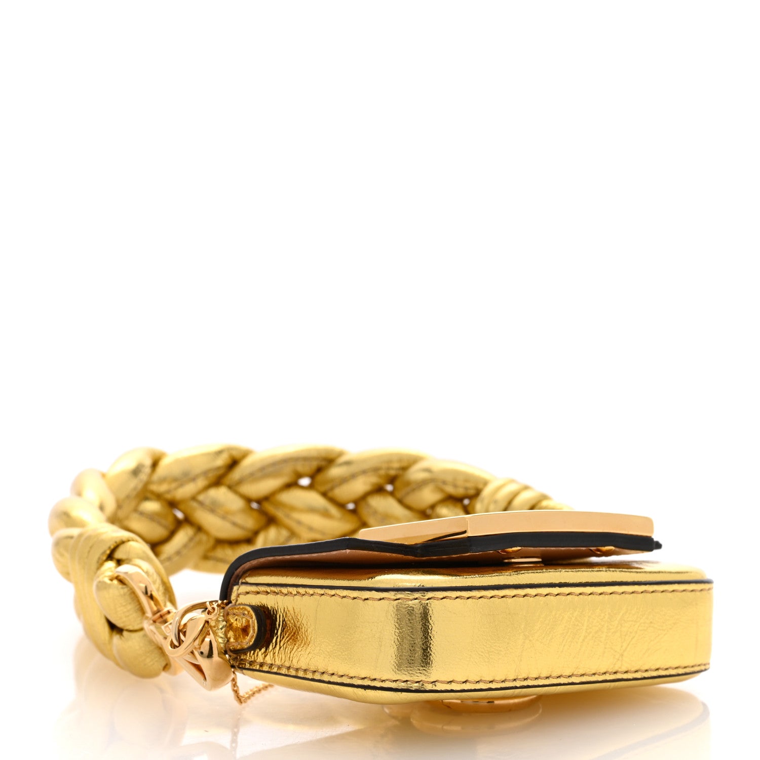 Fendi Metallic Braided Nano Baguette Maxi Handle Charm Gold 4 of 9