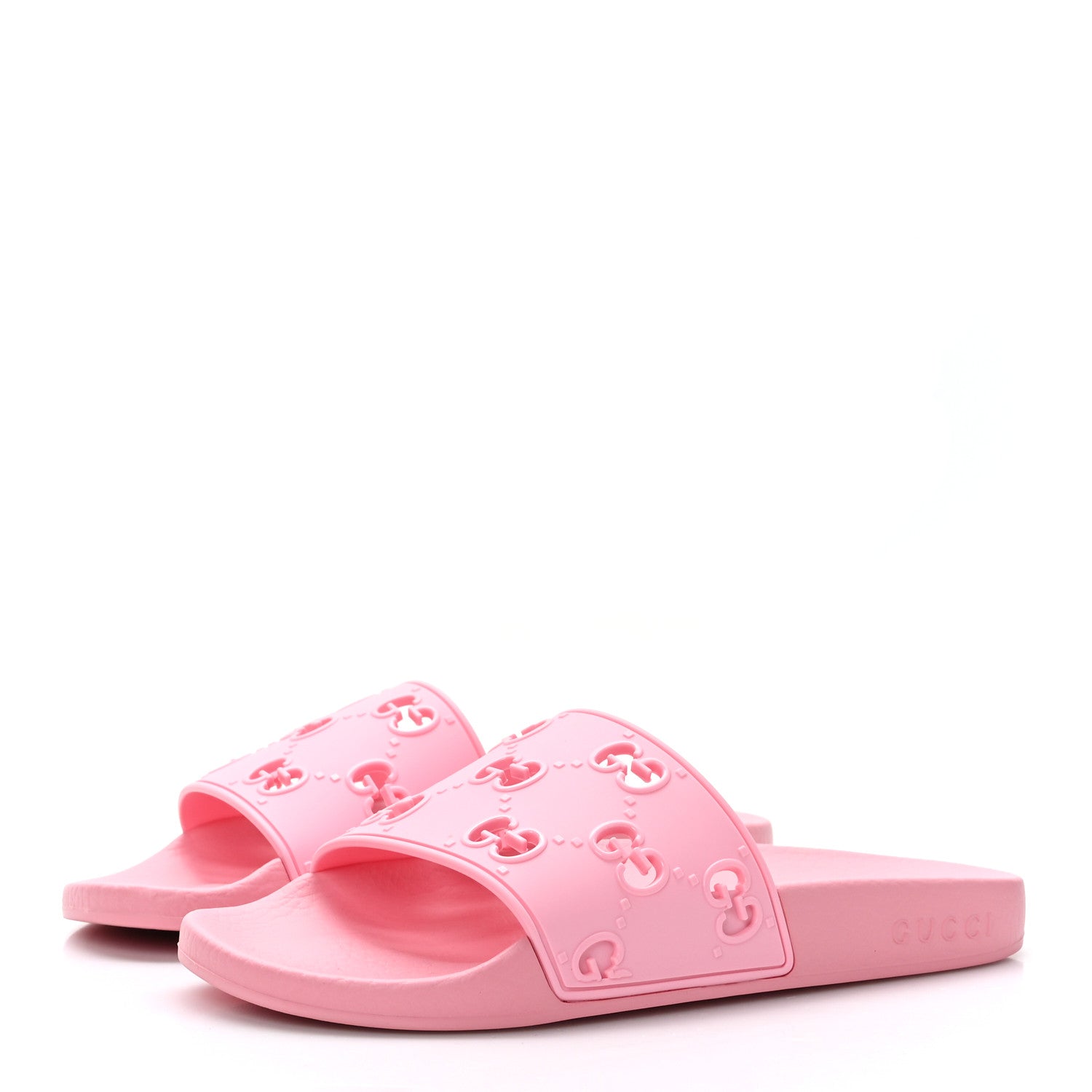 Gucci Rubber GG Monogram Perforated Womens Slide Sandals 37 Rose Box 3 of 6