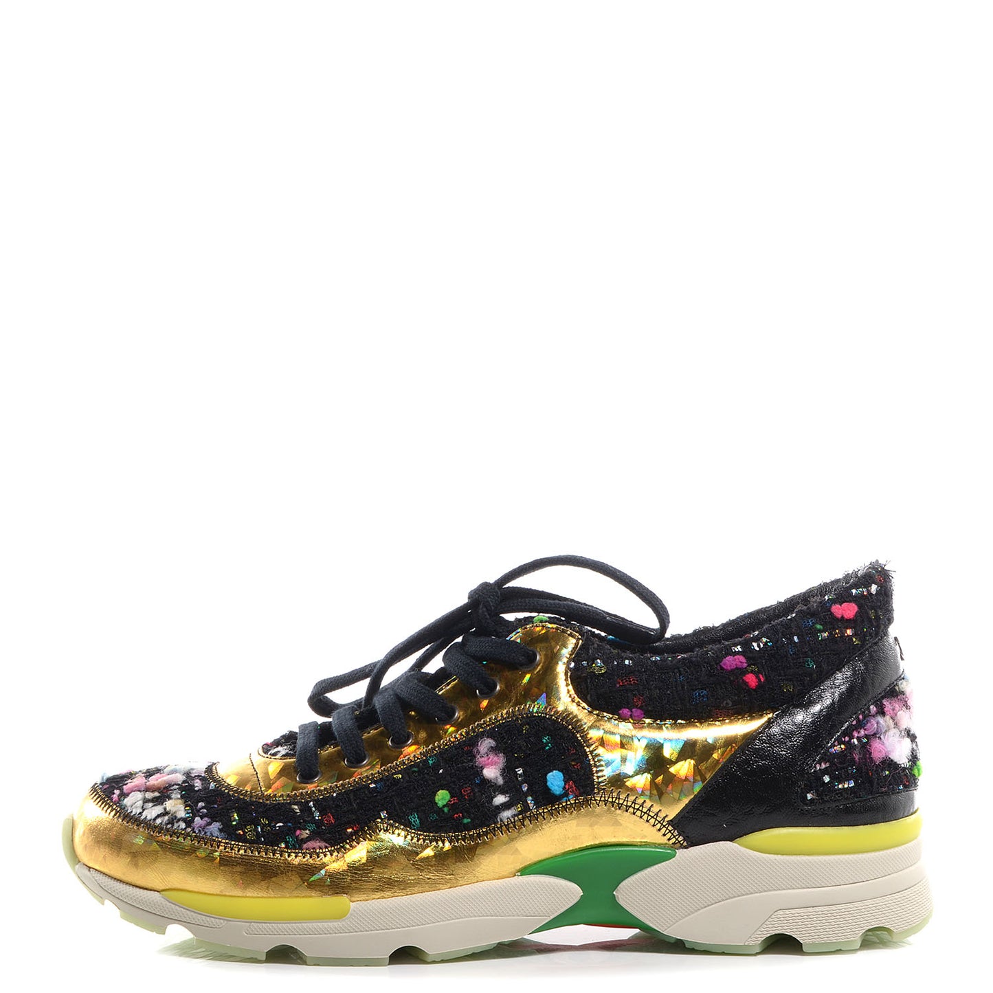 Tweed Lambskin Runway Sneakers Black 36.5