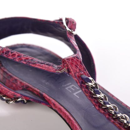 Chanel Shiny Python CC Chain Thong Sandals 41 Dark Pink 12 of 19