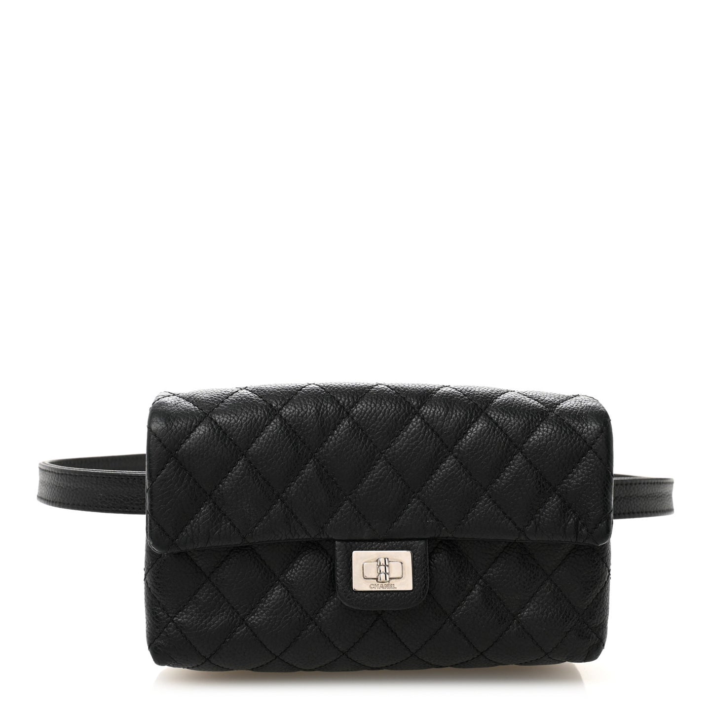 Grained Calfskin Quilted 2.55 Reissue Flap Belt Bag Clutch Black