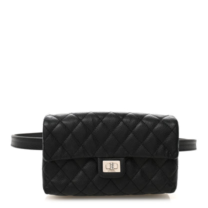 Chanel Grained Calfskin Quilted 2.55 Reissue Flap Belt Bag Clutch Black 1 of 11