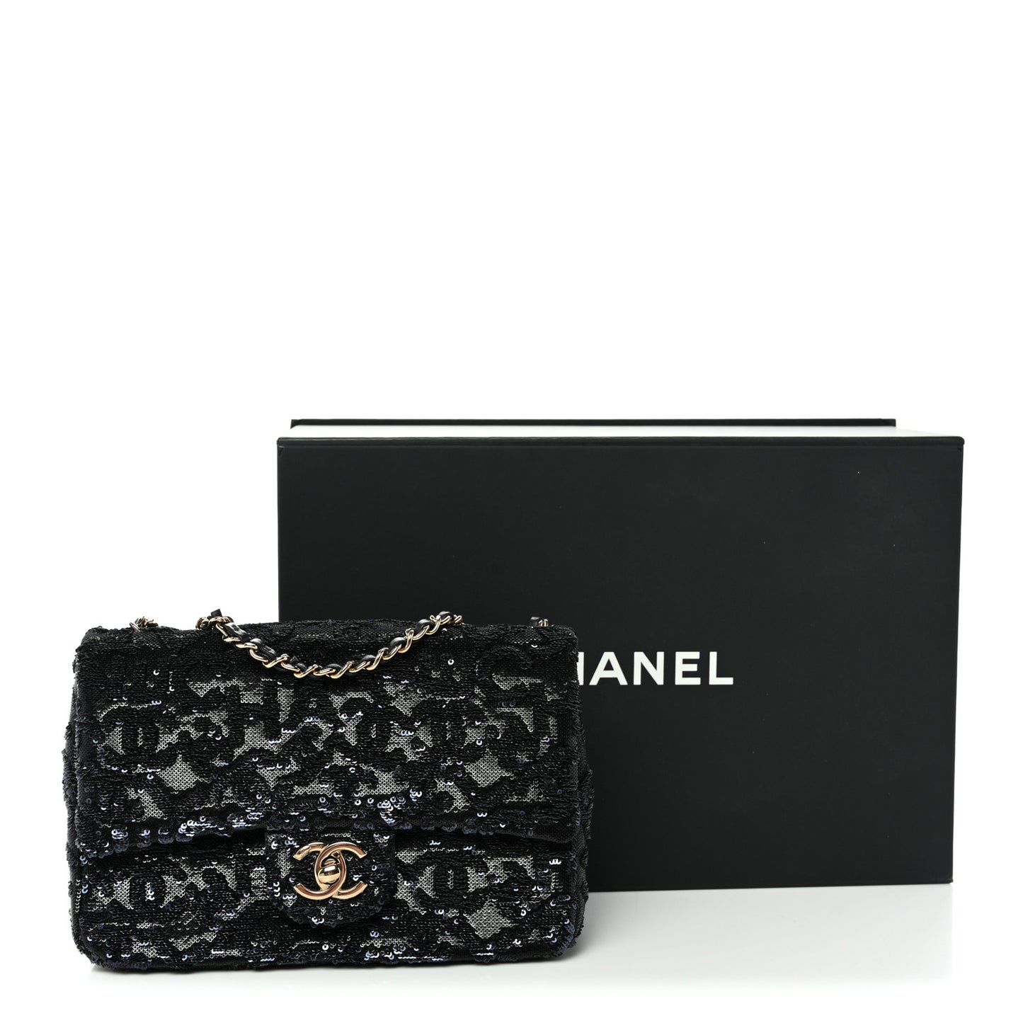 Sequin Quilted Small Single Flap Black