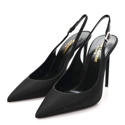 Saint Laurent Grosgrain Penelope Zoe 105 Slingback Pump 36.5 Black 4 of 10