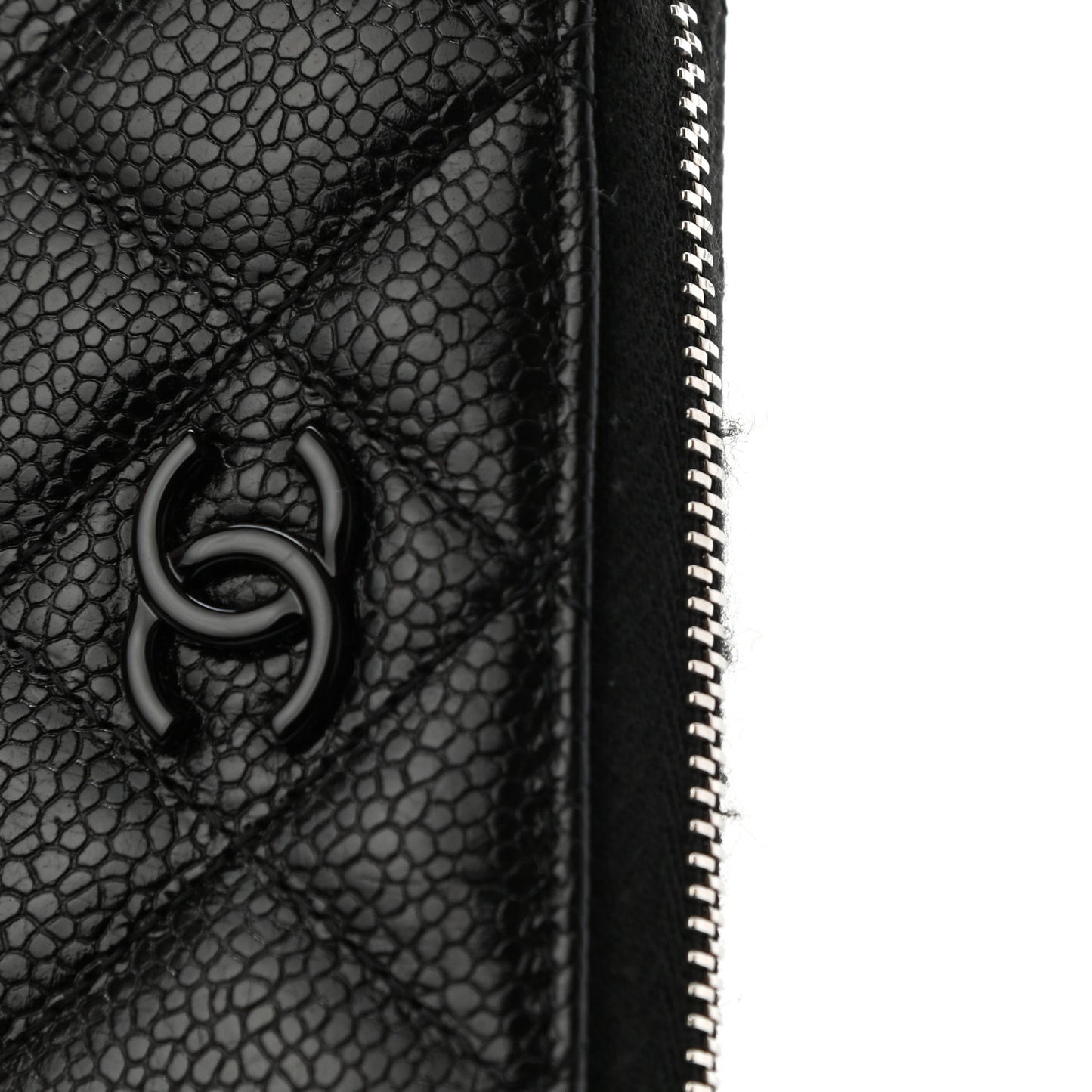Caviar Quilted Incognito Zip Coin Purse Black