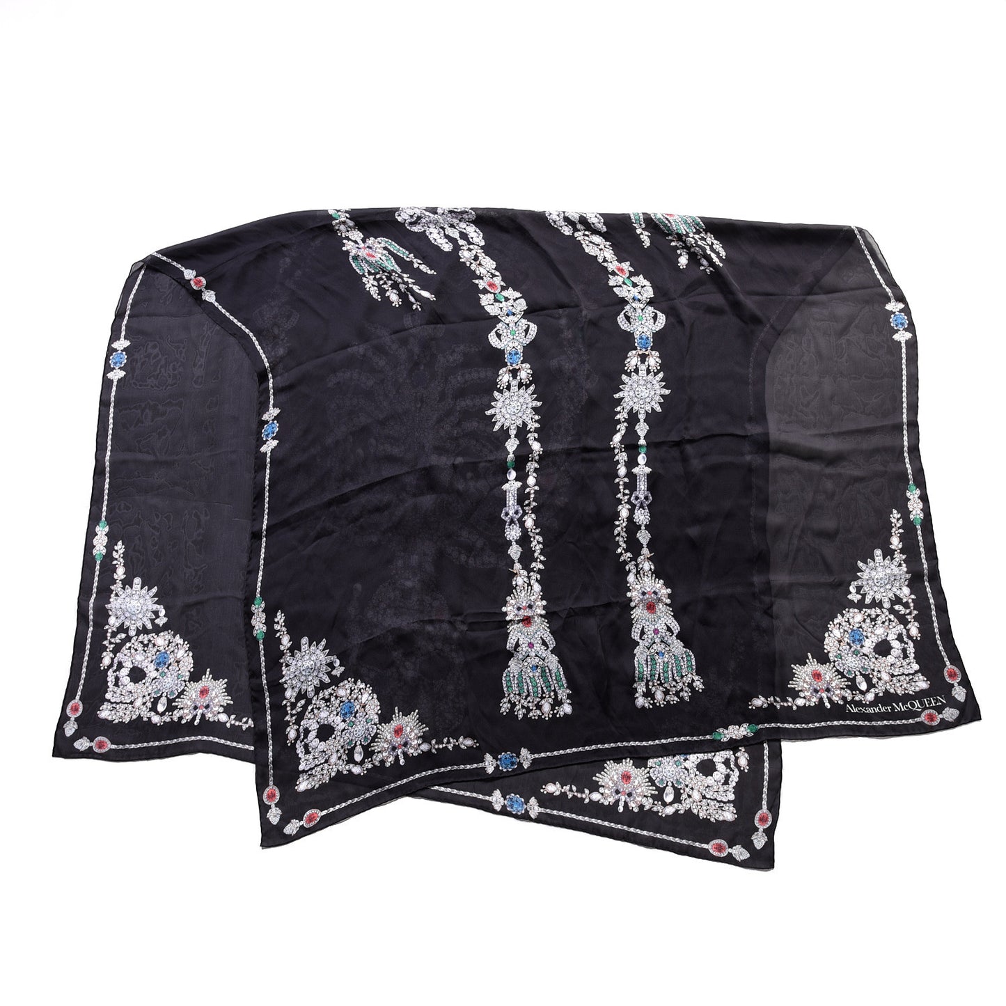 Silk Treasure Skeleton Scarf Black