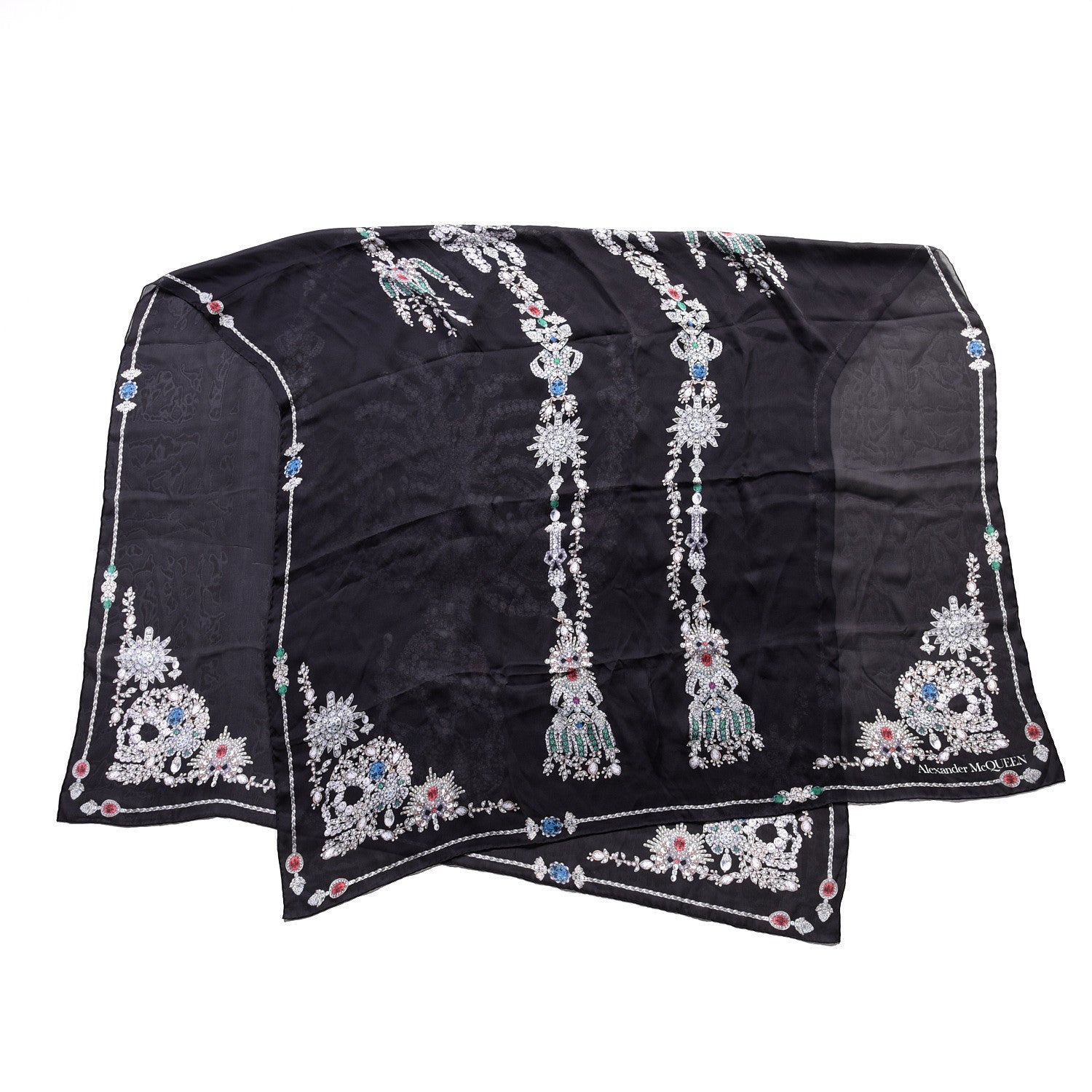 Alexander McQueen Silk Treasure Skeleton Scarf Black 2 of 5