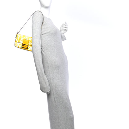 Fendi X SARAH COLEMAN Glazed Canvas Vitello King FF Vertigo Mini Baguette 1997 Mimosa White 2 of 11