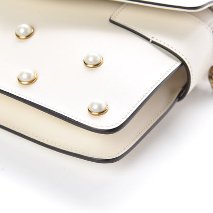 Gucci Nappa Pearl Studded Mini Queen Margaret Broadway Shoulder Bag Mystic White 9 of 9