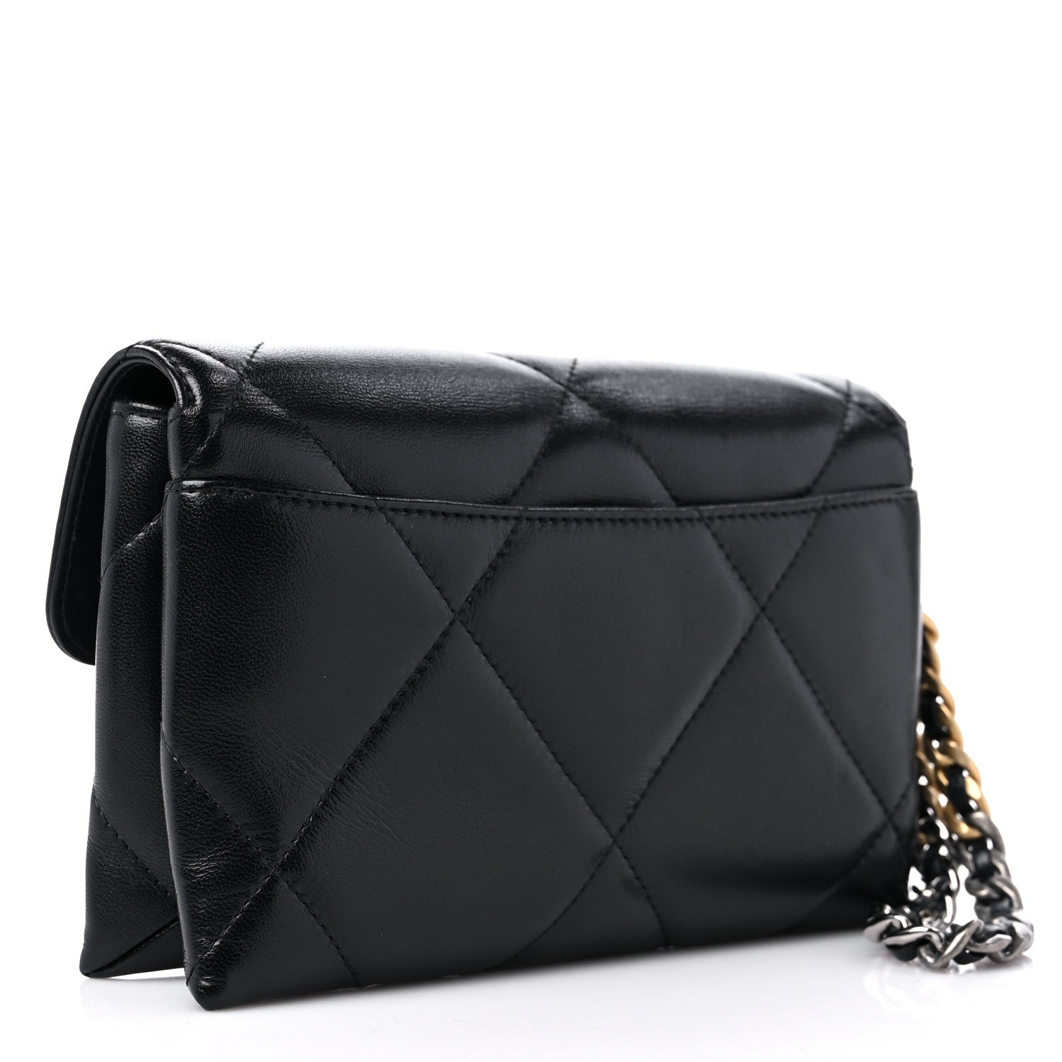 Chanel Lambskin Quilted Chanel 19 Flap Clutch Black 3 of 13
