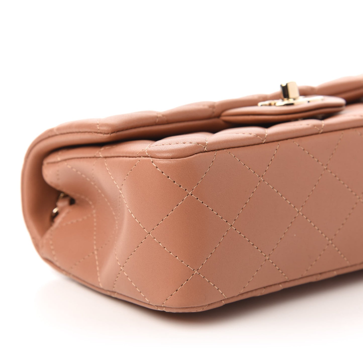 Lambskin Quilted Mini Rectangular Flap Brown