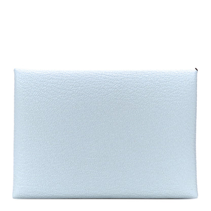 Hermes Chevre Mysore Verso Calvi Duo Card Case Bleu Brume Cuivre 1 of 9