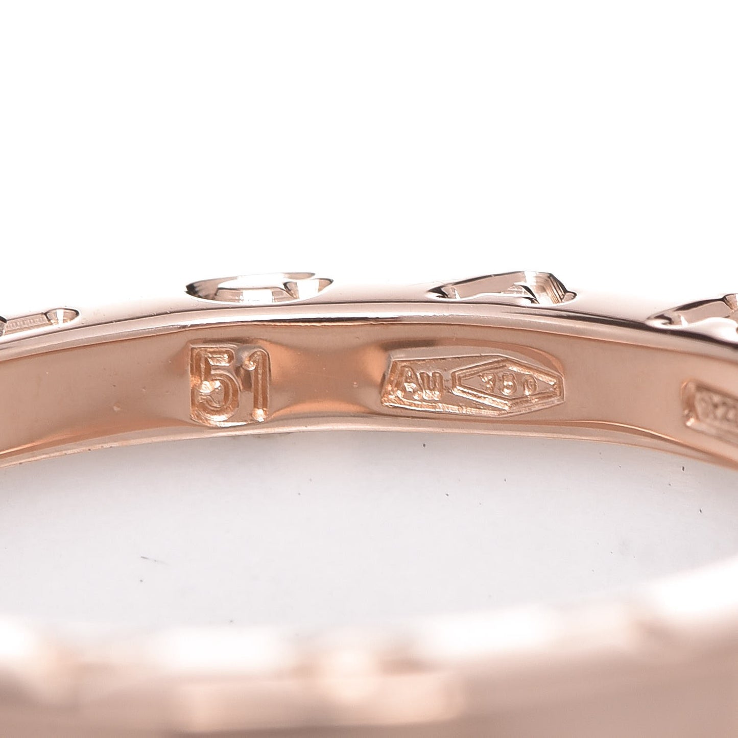 18K Rose Gold White Ceramic B.Zero1 Two-Band Ring 51 5.75