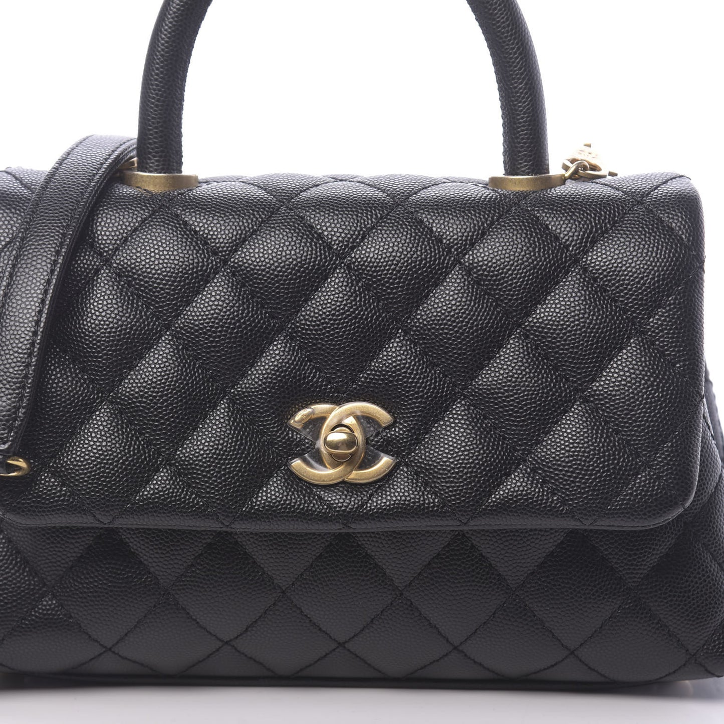 Caviar Quilted Mini Coco Handle Flap Black
