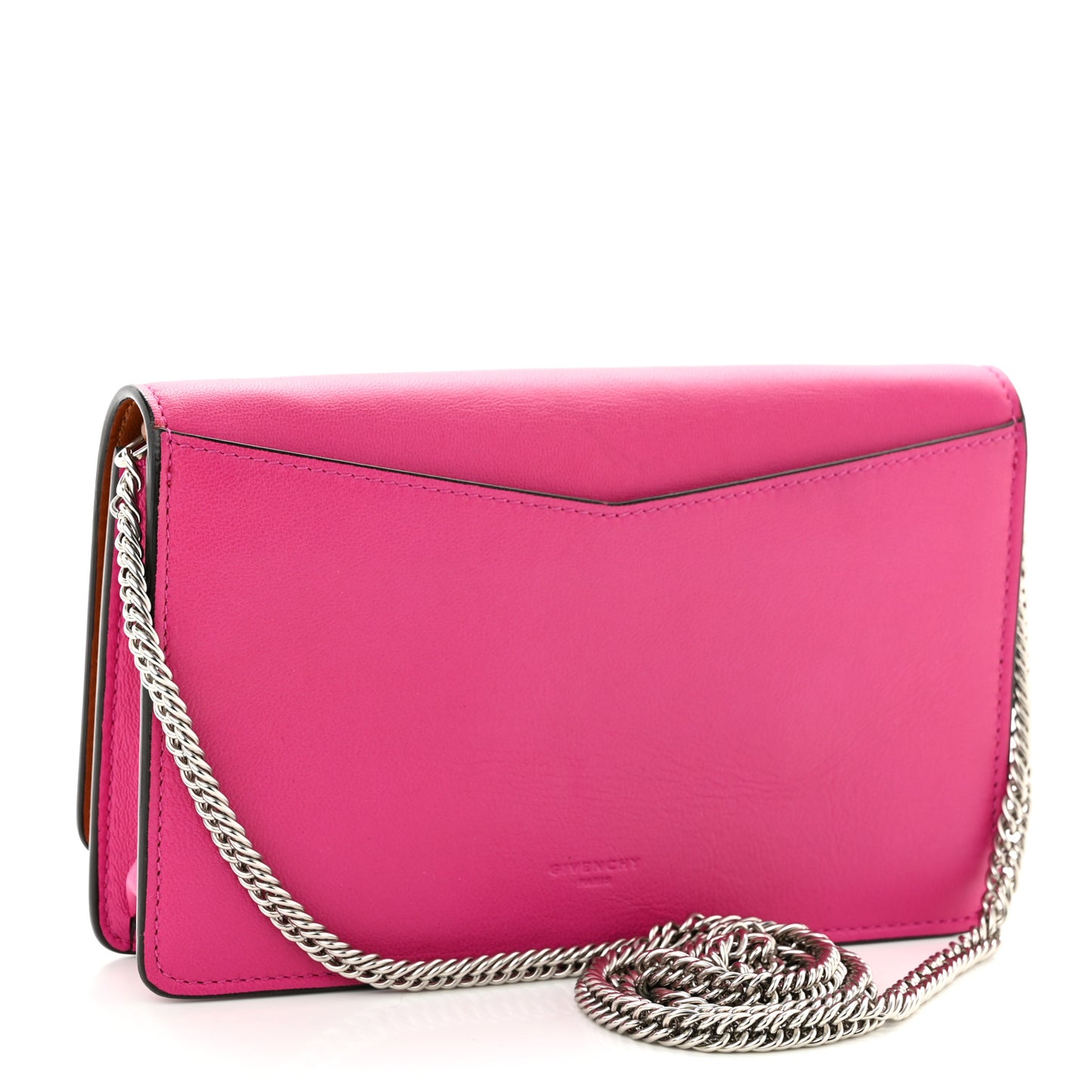 Lambskin Emblem Chain Wallet Cyclamen