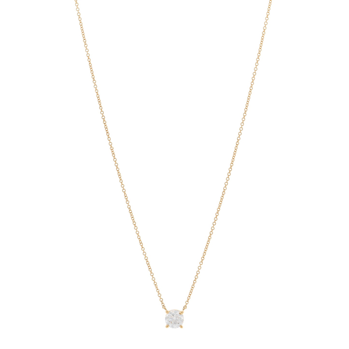 18K Yellow Gold Diamond .78ct Solitaire Pendant Necklace