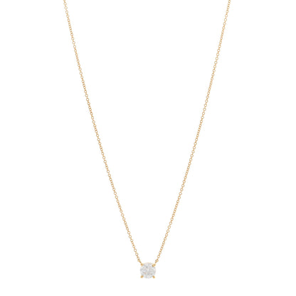 Tiffany 18K Yellow Gold Diamond .78ct Solitaire Pendant Necklace 1 of 5