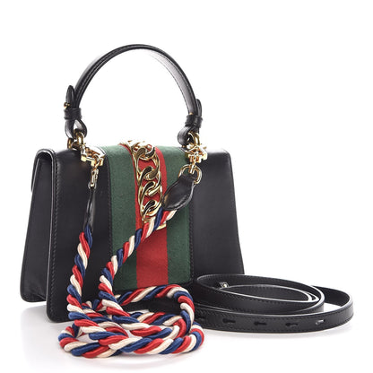 Gucci Calfskin Mini Sylvie Top Handle Bag Black 4 of 13