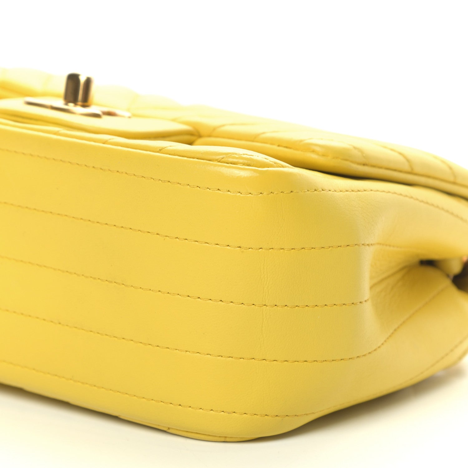 Chanel Lambskin Chevron Quilted Mini Square Flap Yellow 9 of 11