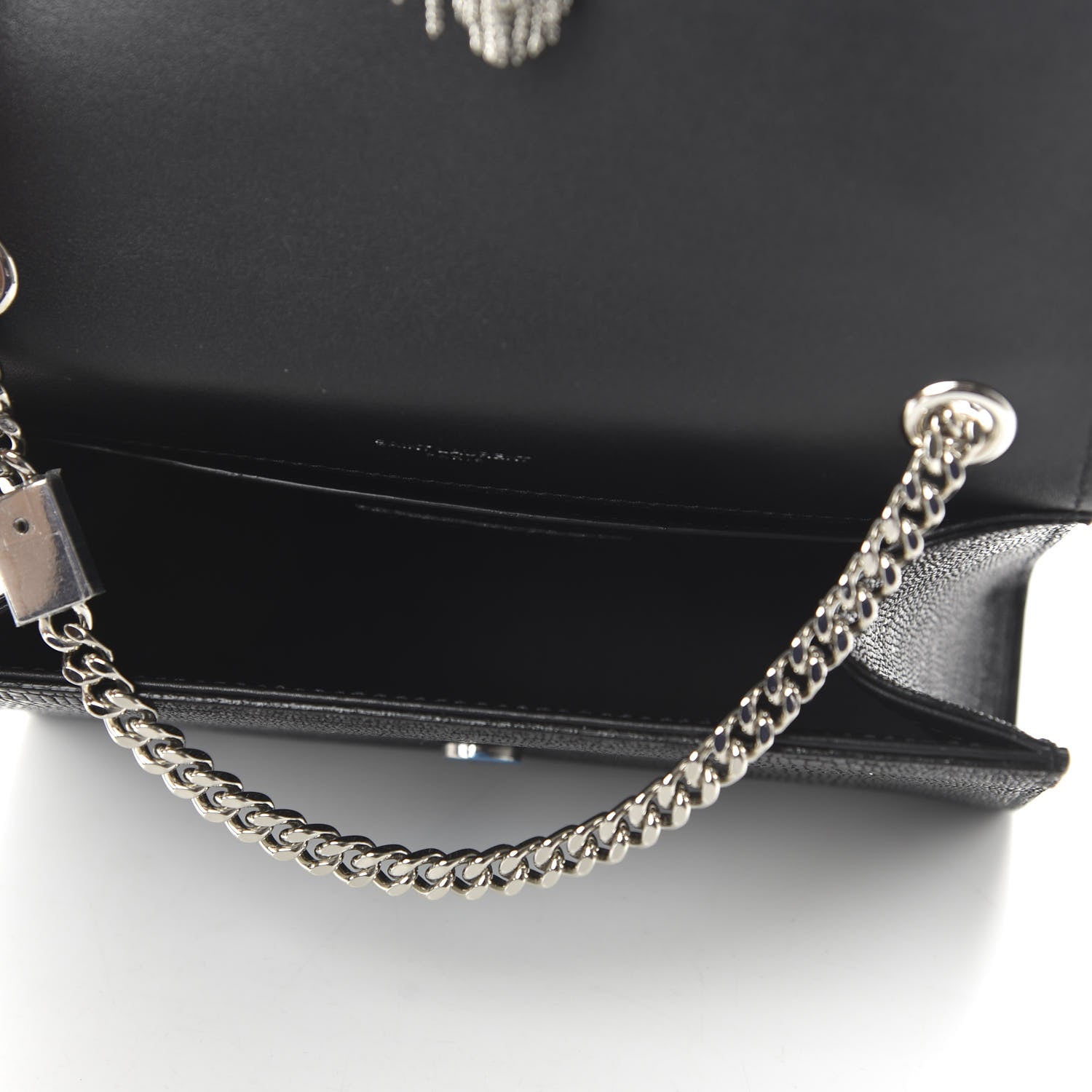 Saint Laurent Calfskin Lizard Embossed Small Classic Monogram Kate Tassel Satchel Black 5 of 9