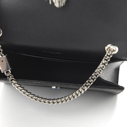 Saint Laurent Calfskin Lizard Embossed Small Classic Monogram Kate Tassel Satchel Black 5 of 9