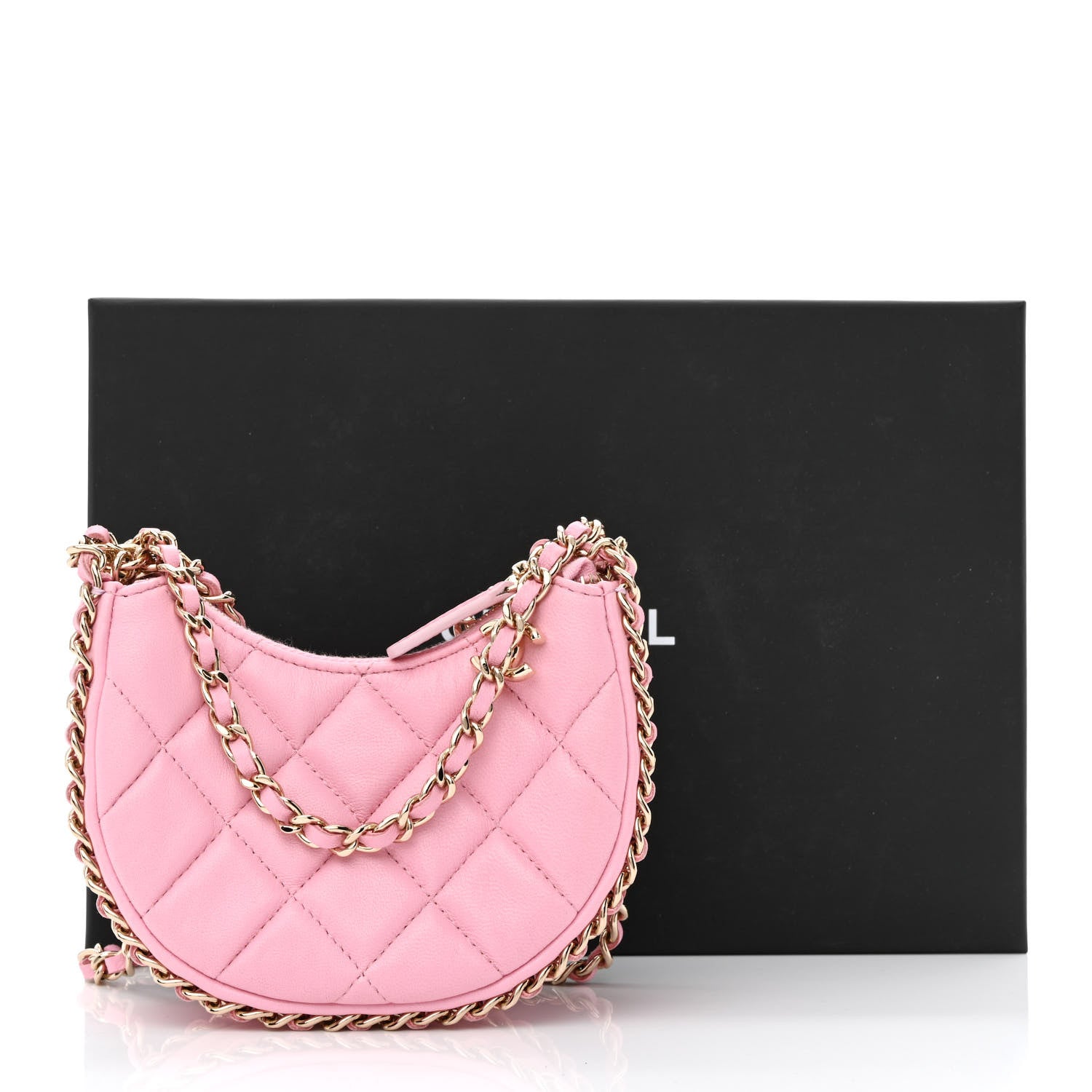Chanel Lambskin Quilted Mini Chain Around Hobo Pink 11 of 11