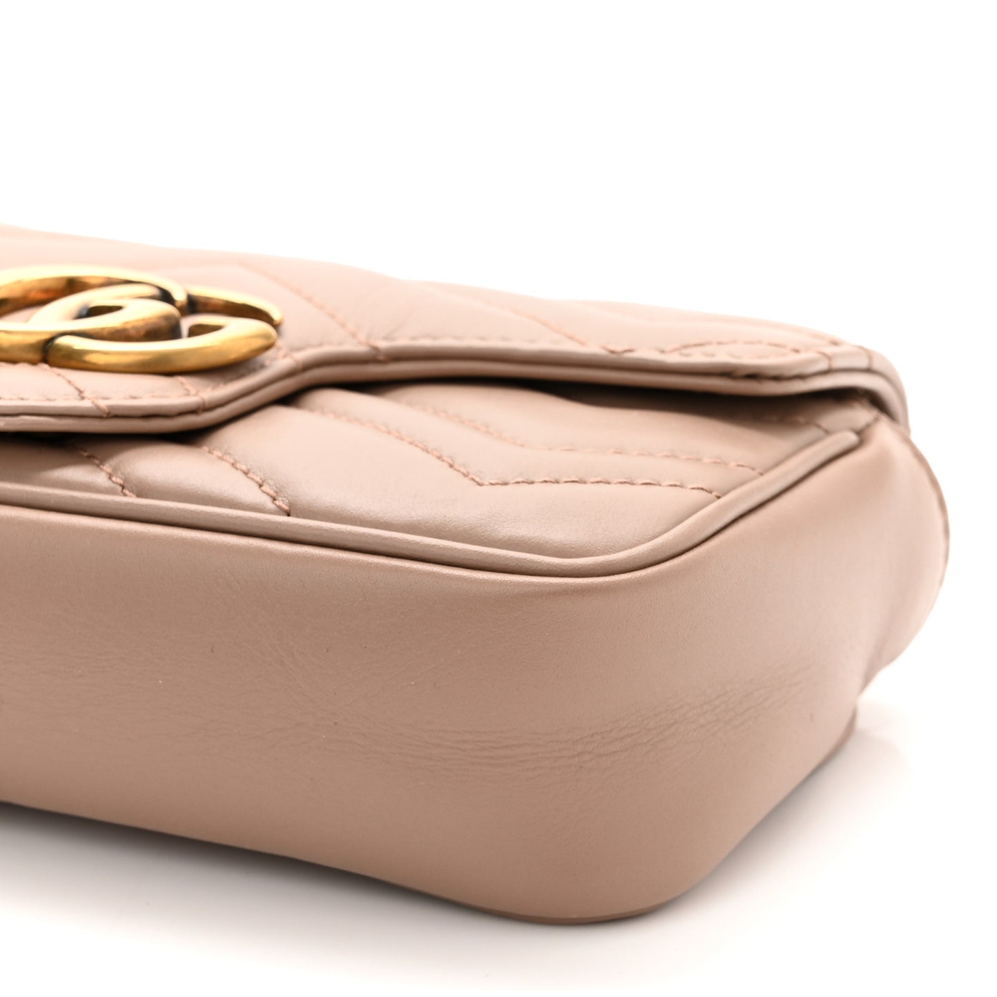 Calfskin Matelasse Super Mini GG Marmont Shoulder Bag Porcelain Rose