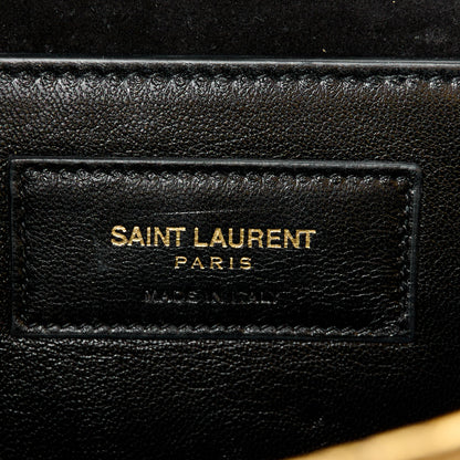 Saint Laurent Metallic Calfskin Snakeskin Embossed Classic Monogram Tassel Clutch Gold 6 of 8