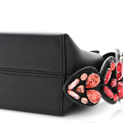 Fendi Vitello Dolce Crystal Heart Croc Tail Mini By The Way Boston Bag Black Rosso 10 of 11