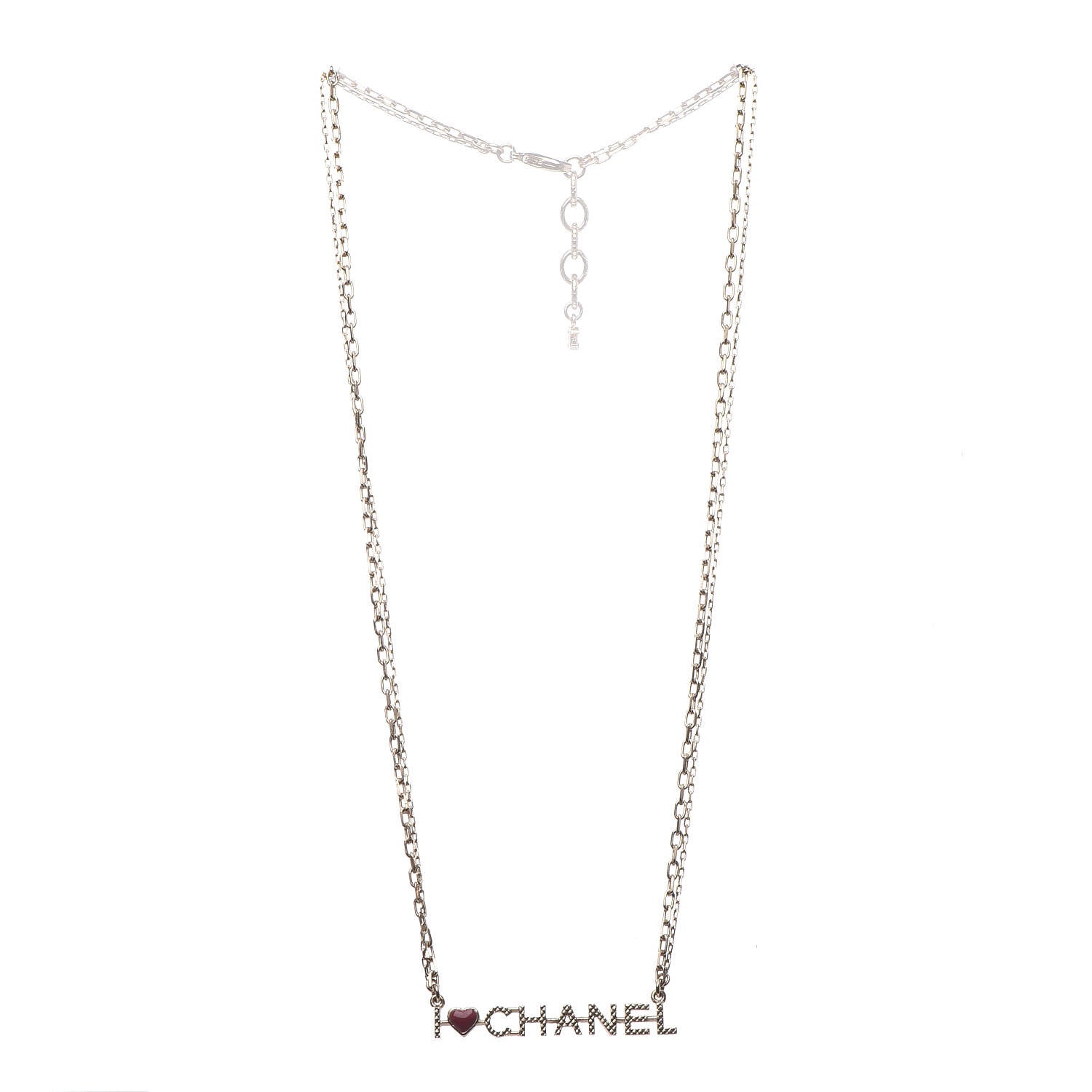 Chanel Quilted I Heart Logo Necklace Gold 3 of 5