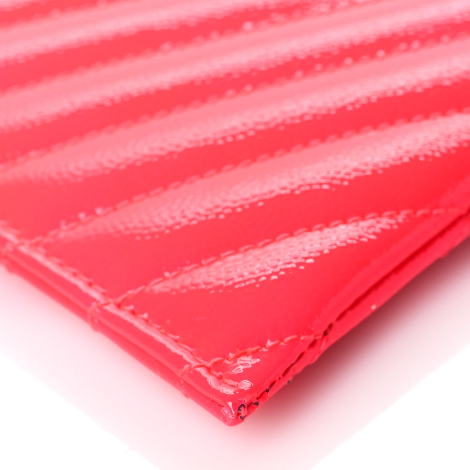 Saint Laurent Patent Grain De Poudre Matelasse Chevron Monogram Bill Pouch Neon Pink 9 of 11