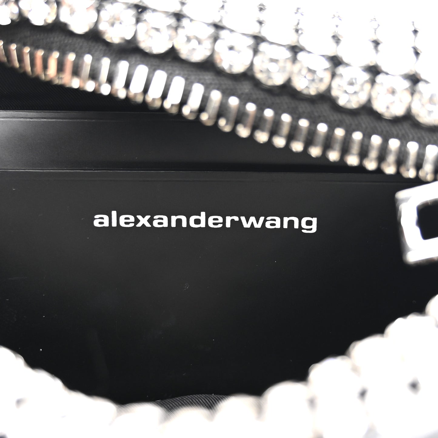 Mesh Crystal Rhinestone Mini Heiress Pouch Black Silver