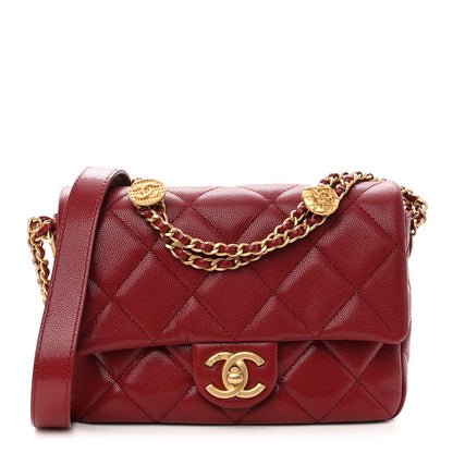 Chanel Caviar Quilted Small Twist Your Buttons Flap Burgundy 1 of 10
